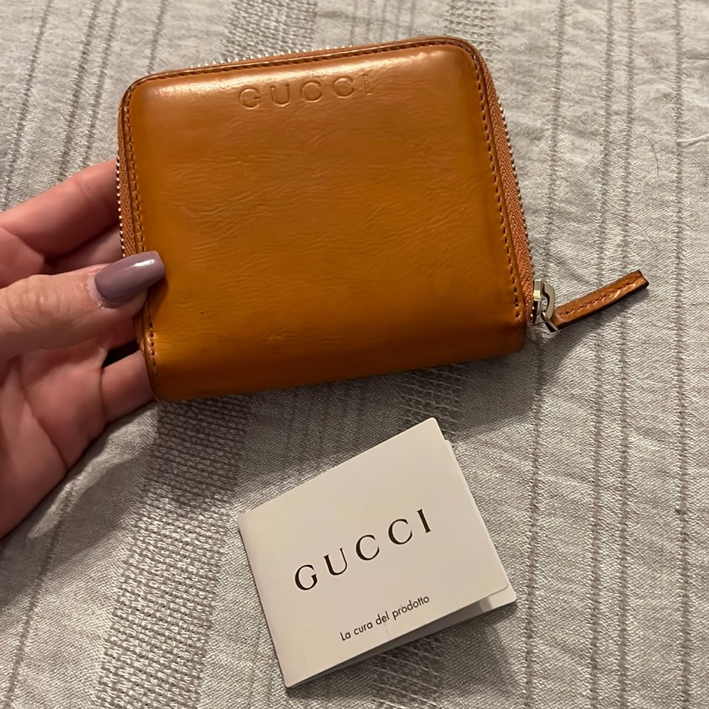 Gucci orange womens leather wallet